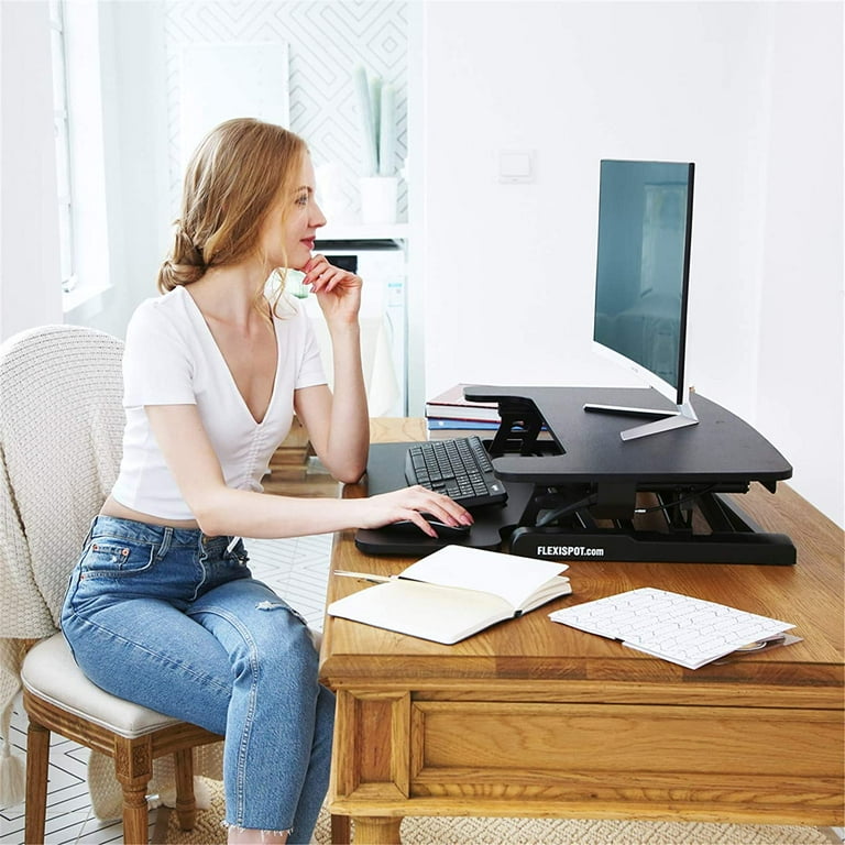 FLEXISPOT Stand Up Desk Converter 28 Inches Standing Desk Riser Height Adjustable Home Office Desk with Deep Keyboard Tray for Laptop M7B Black