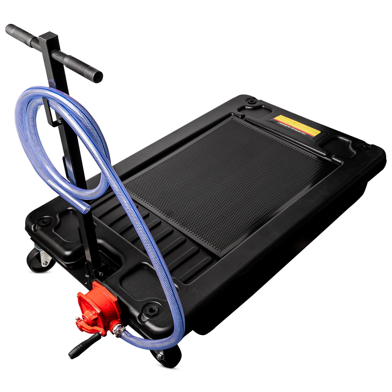 SSLine Portable 15 Gallon Oil Drain Pan with Electric Pump Low Profile Oil Change Pan Dolly with 7ft Hose and Rolling Casters for Trucks Cars SUVs 15 Gallon with Electric Pump 