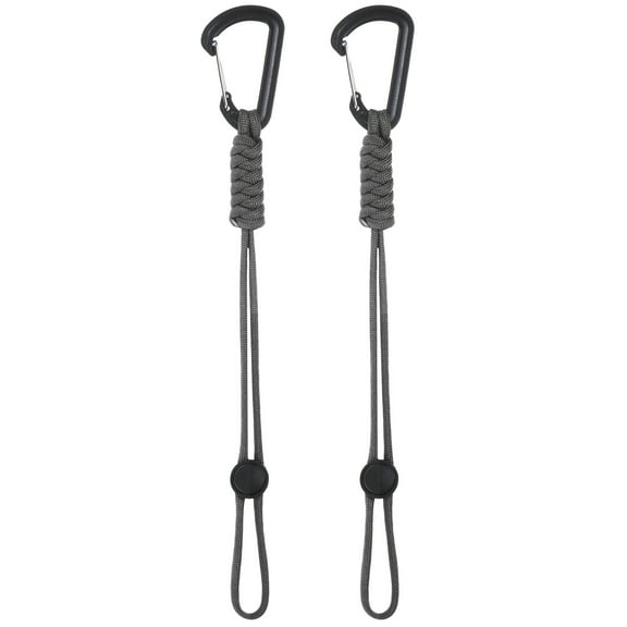 Uxcell 2-Pack Paracord Keychains with Clips, 10 Inch Braided Lanyard Strap D Ring Adjustable Buckle Backpack Accessories for Camping/Hiking/Fishing/Traveling/Outdoor [Gray]