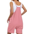 thumbnail image 3 of Yanlir 2025 Spring Summer Overalls for Women's Loose Fit Adjustable Straps Bib Jumpsuits Square Neck Wide Leg Solid Color Overalls with Pockets(Pink#2,M), 3 of 6
