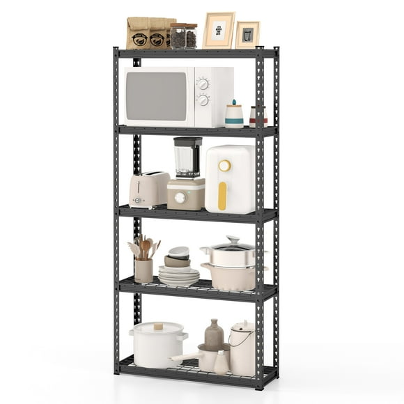 Topbuy 5-Tier Shelving Rack, Metal Shelving Unit w/ Height Adjustable & Flexible DIY Design Heavy-duty Frame Anti-slip Foot Pads