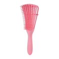 thumbnail image 1 of Cepillo desenredante para cabello rizado con dientes flexibles y suave masaje del cuero cabelludo. Peine de pulpo rosa., 1 of 5