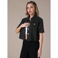 thumbnail image 2 of DARING DIVA Women's Short Sleeve Button Down Cropped Denim Jackets L Black, 2 of 7