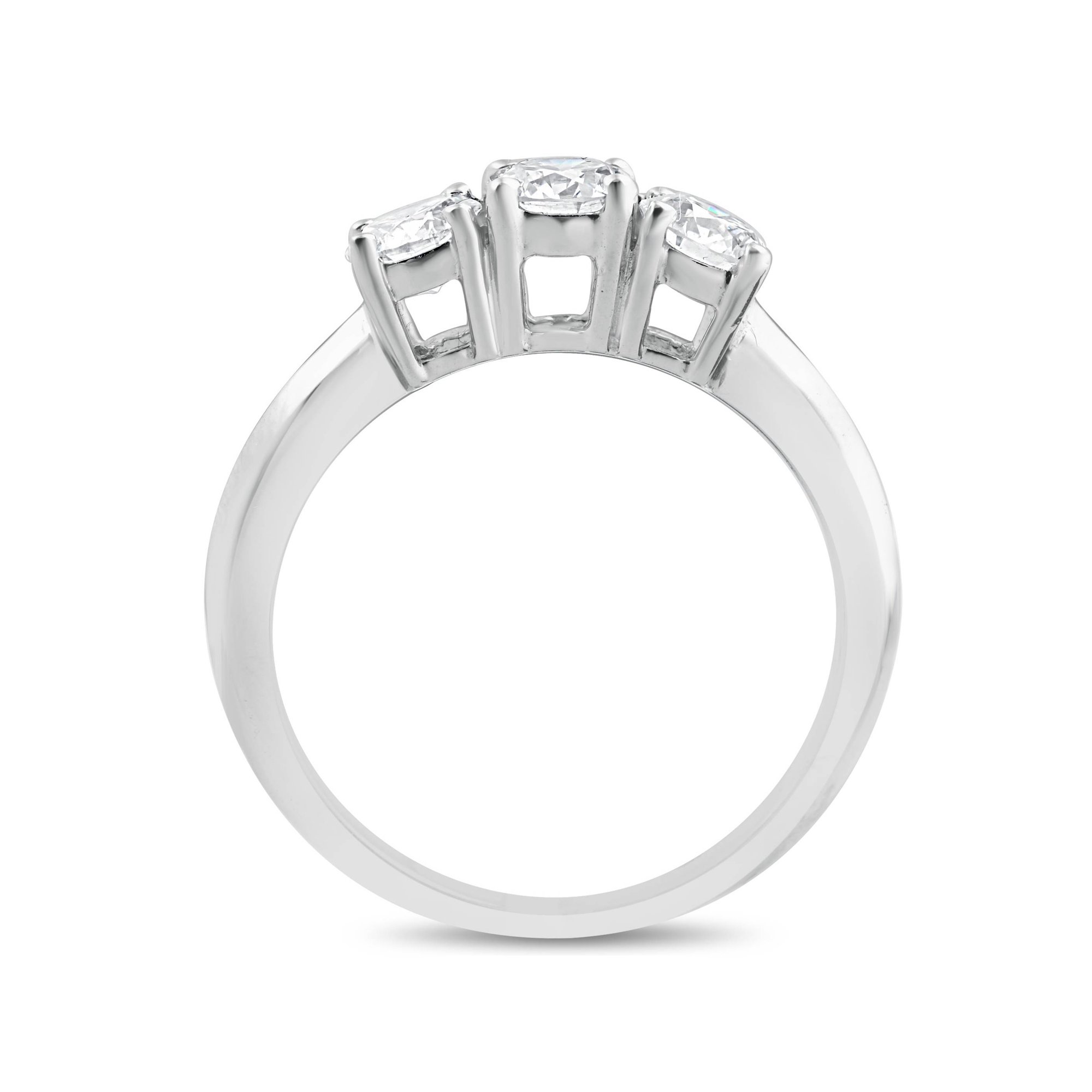 Bague De Fiançailles Diamant Simulé 3,50 Ct Or Blanc 14k - Taille Ronde, Excellente Taille