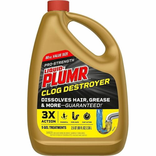 Liquid-Plumr Pro-Strength Clog Destroyer, Liquid Drain Cleaner, 80 fl oz | 2-Pack (2 Total)