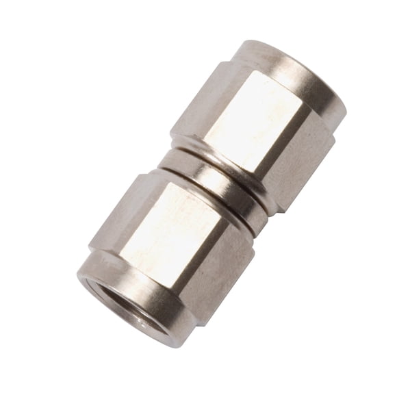 Russell Automotive 640001 Coupler Fitting -6 AN Female; Straight; Aluminum; EnduraShine ™ Silver; Single