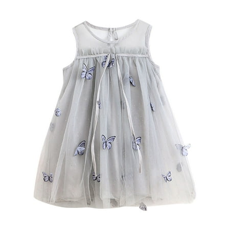 

ZRBYWB Toddler Girls Dresses Sleeveless Butterfly Tulle Dress Dance Party Princess Dresses Clothes Party Dress