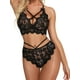 thumbnail image 4 of VISgogo Conjunto de lencería de mujer de 2 piezas, sujetador push-up transparente de ganchillo + panty de tiras de cintura media para novia, esposa, 4 colores VISgogo moda, 4 of 6