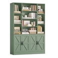 thumbnail image 3 of Hiphuta 75" Tall Modern Bookcases with 2 Double Door Cabinet, 47"Wide Wooden Storage Bookshelf for Living Room Home Office Entryway, Green, 3 of 8