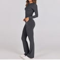 thumbnail image 4 of sususu Sweatsuits Women 2 Piece Outfit,Sets for Women Women Knitted Trousers Suit Long Sleeve Top and Pants Outfit Summer Casual Solid Color Slim Fit Comfortable Two Piece Set - GY2, 4 of 6