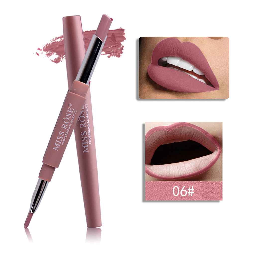 Hi.FANCY MISS ROSE 8 Colors Double-end Lipstick Long Lasting Waterproof Matte Lipstick Lip Liner for Lip Makeup