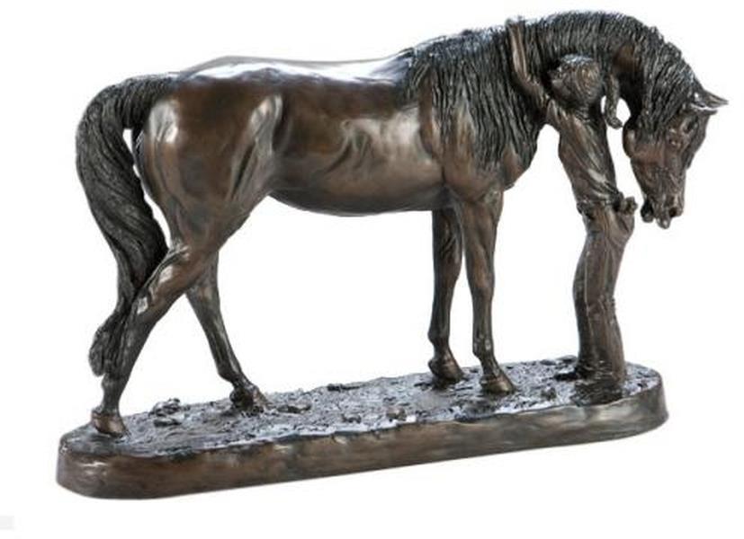 Sculpture Statue EQUESTRIAN Traditional Little Girl and Her Loving