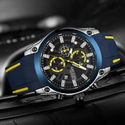 MEGIR Mens Watches Luxury Sports Wristwatch Luminous Date Quartz Chronograph Silicone Strap 2144