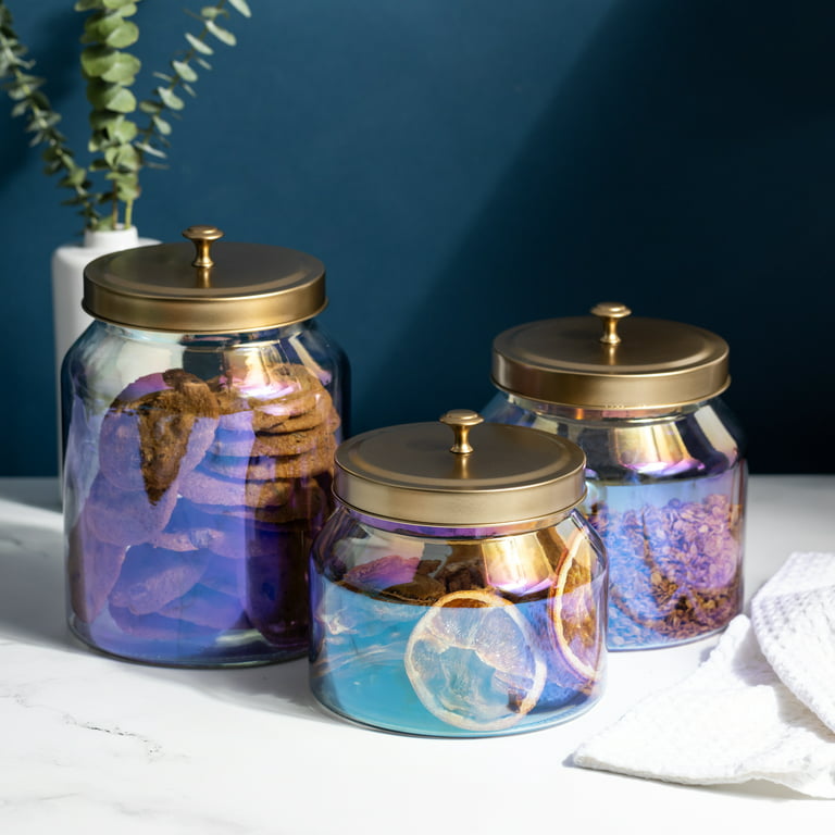 Thyme & Table Rainbow Glass Storage Jars, 3-Piece Set
