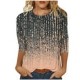 thumbnail image 2 of NSLGXD 3/4 Length Sleeve Womens Tops Plus Size Round Neck T-Shirts Vintage Gradient Color Basic Tee Loose Fit Tunic Tops Blouse for Women Dressy Casual, 2 of 5