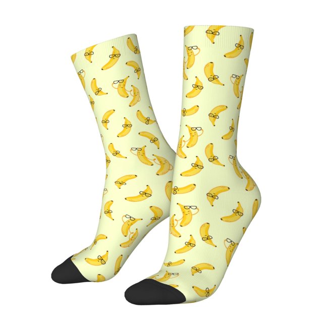 Fotbe Bananas Calcetas Largas con Estampado para Hombre y Mujer – Calcetas de Compresión Transpirables y Elásticas, Viajar y Uso Diario Talla 5-11