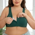 thumbnail image 2 of GPOECD Front Closure Bra for Women Comfortable Wireless Support Front Snap Bras Soft Everyday Wear Seamless T-Shirt Bra Green,58, 2 of 6
