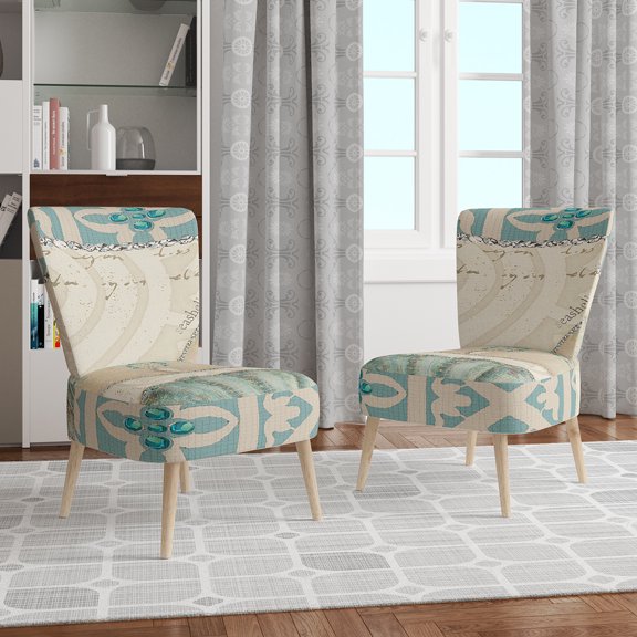 Designart "Seastar And Blue Sea Shell II" Upholstered Nautical & Coastal Accent Chair - Arm Chair