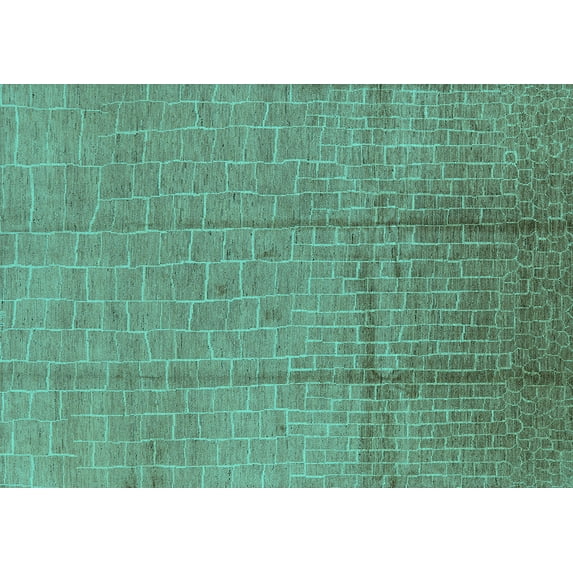 Ahgly Company Machine Washable Indoor Rectangle Solid Turquoise Blue Modern Area Rugs, 3' x 5'