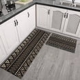 thumbnail image 2 of Brown Geometric Triangle Square Pattern Kitchen Rugs Sets Of 2,Anti Fatigue Kitchen Mat Rugs Non Slip Washable,Decorative Kitchen Floor Mats for Kitchen,Sink,Laundry,17"x30"+17"x47", 2 of 7