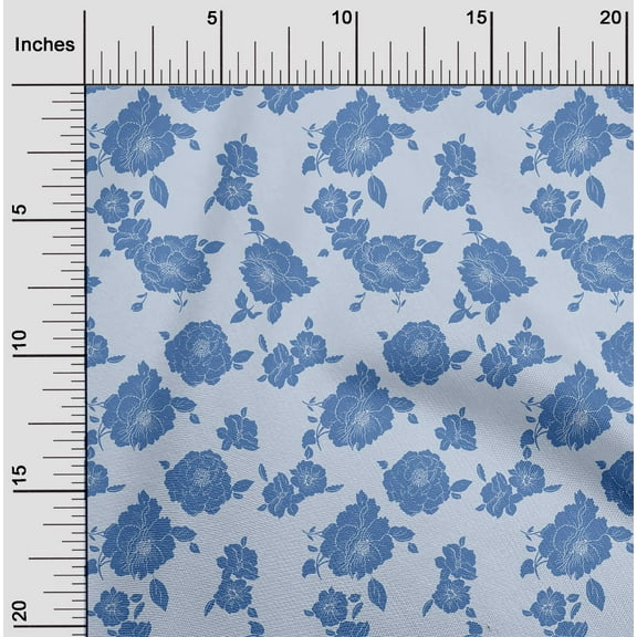 oneOone Polyester Spandex Grayish Blue Fabric Florals Craft Projects Decor Fabric Printed By The Yard 56 Inch Wide-PRS
