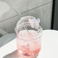 thumbnail image 4 of Ribbed Glass Cups Butterfly Decoration 13 Oz Drinking Glassware with Lids and Straws Creative Iced Coffee Glasses, Striped Drink Cups for Iced Coffee, Juice, 4 of 9