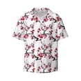 thumbnail image 2 of Lafuoo Cherry Blossoms Pattern Men's Cuban Collar Short Sleeve Shirt, Button-Down Resort Beach Pocket Shirt-Large, 2 of 6