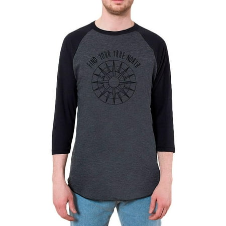 Hiking Outdoors Find Your True North Mens Raglan T