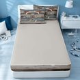thumbnail image 4 of Erosebridal Rustic Lake House Zipper Twin Comforter Sets with Fitted Sheet and 2 Pillowcases, Vintage Lodge Cabin Zipper Bedding Set, Gray Reversible, 4 of 7