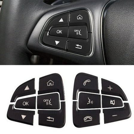 12PCS Black Abs Car Steering Wheel Button Cover Sticker for Benz C W205 2015-18
