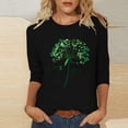 thumbnail image 2 of Taqqpue Womens 3/4 Length Sleeve Shirts Fall Dressy Casual Floral Printed Crew-Neck Half Sleeve Button T Shirt Loose Fit Plus Size Blouse Tops, 2 of 4