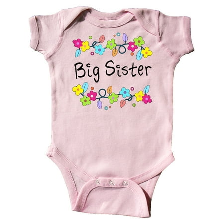 

Inktastic Big Sister - bright flowers Gift Baby Girl Bodysuit