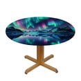 thumbnail image 3 of Acheng Northern Lights Aurora Borealis Round Tablecloth Outdoor Fitted 100% Polyester Waterproof Resistant Fabric 38-42, 3 of 8