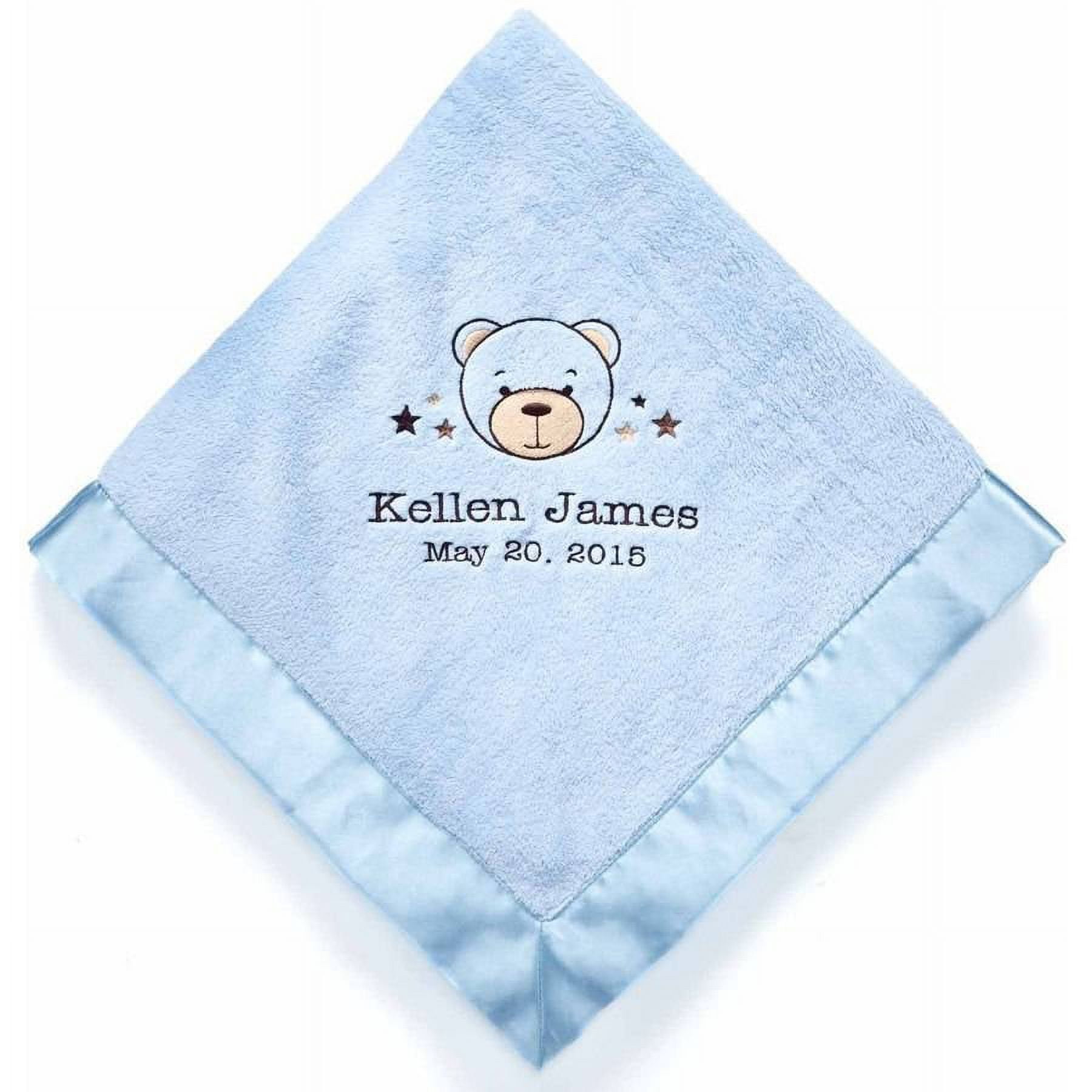 Personalized Sweet Bear Blue Baby Blanket