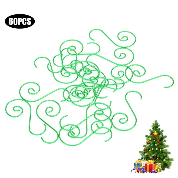 Dekaim Crochet 60pcs Mini Multi-usages Métal S Forme Crochets Porte-Arbre De Noël Décoration(Vert)