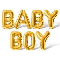 Letter Balloons - BABY BOY 16" Inch Alphabet Letters Foil Mylar Balloon Baby Shower Party Banner (Gold)