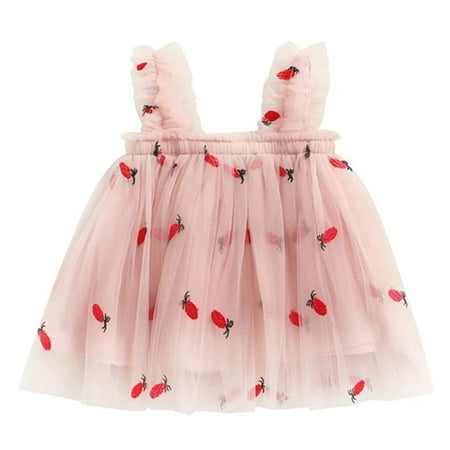 

StylesILove Baby Toddler Girls Sleeveless Mesh Tulle Fruit Daisy Flower Girl Tutu Dress Birthday Wedding Party Sundress Outfit (3-4 Years Pink Pineapple)