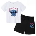 thumbnail image 3 of Conjunto de 2 camisetas y pantalones cortos de Disney Stitch para niños de 2 a 12 años, ropa informal de verano de manga corta con estampado de anime para niños, 3 of 5