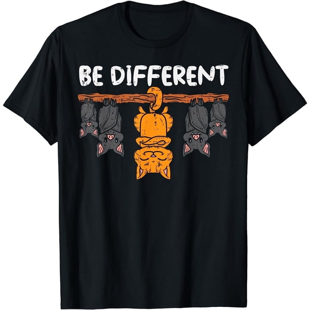 Be Different Bats Cat Funny Kitten Feline Quote Animal Lover Camiseta
