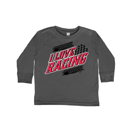 

Inktastic I Love Racing with Tire Marks Gift Toddler Boy or Toddler Girl Long Sleeve T-Shirt