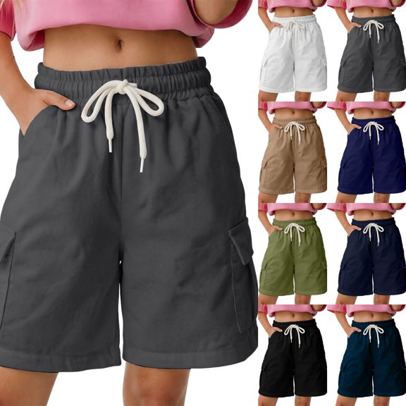 Girls Casual Shorts Stretch Elastic Waist Lightweight Shorts Loose Comfortable Summer Clothing Army Green 13-14 Years