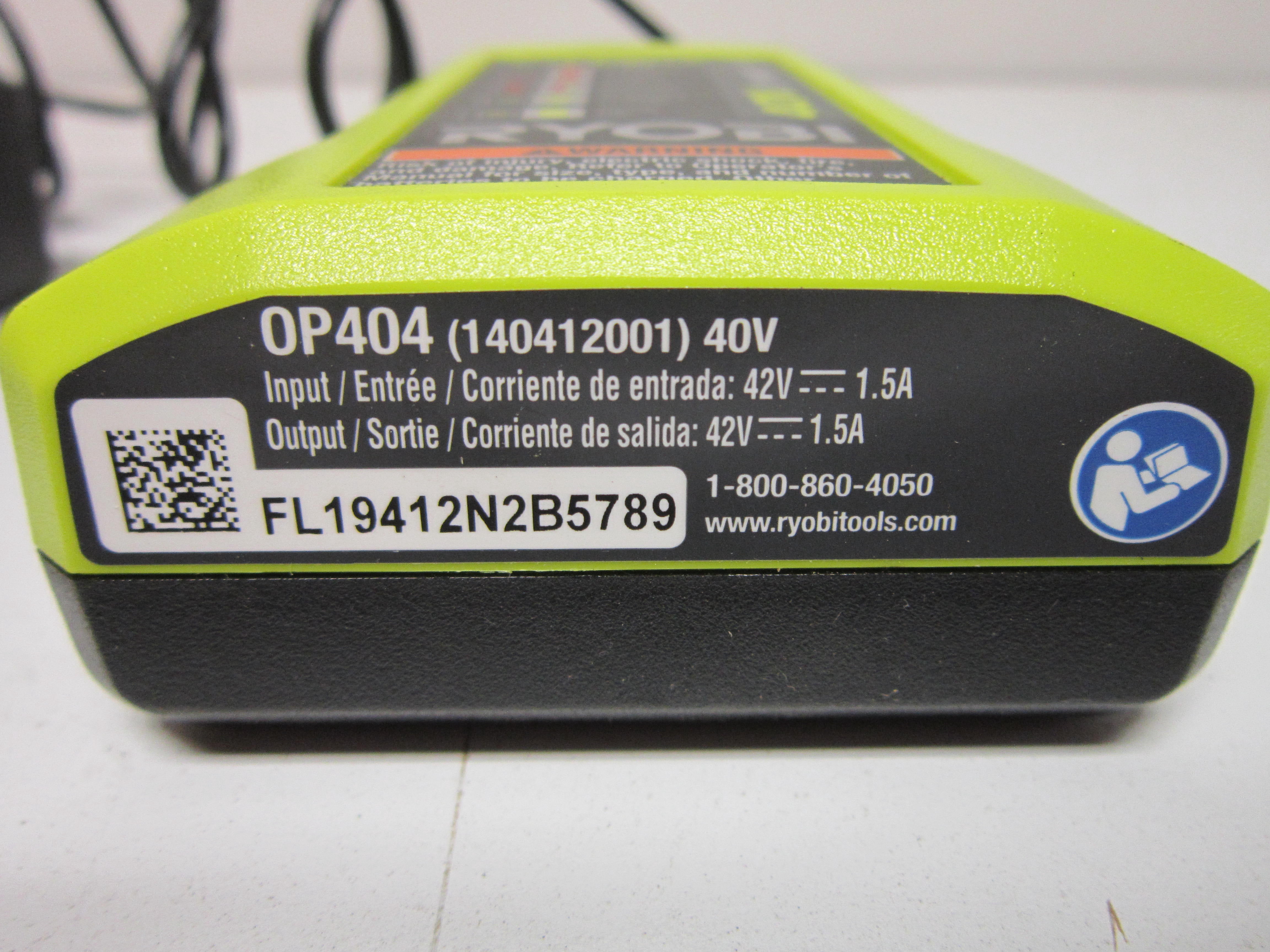 Ryobi 40V. Lithium Battery Charger with Power Supply OP404