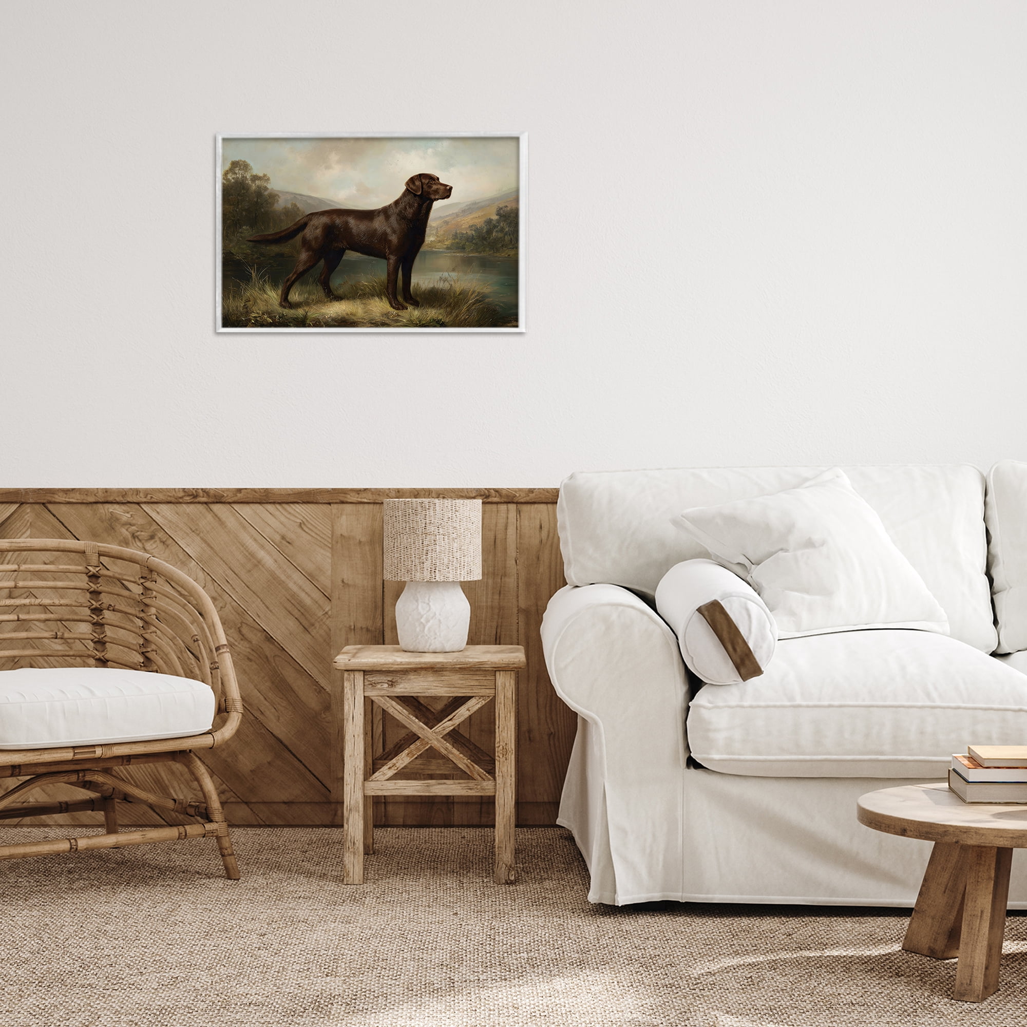 Stupell Industries On Alert Hunting Dog White Framed Giclee Art, design by Petal Prints Design