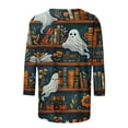 thumbnail image 5 of VKOYWKM Pumpkin Tops for Women Halloween 3/4 Sleeve T-Shirts Spooky Graphic T Shirts Loose Fit Crew Neck T-Shirts Fall Tops Halloween Costumes, 5 of 6
