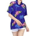thumbnail image 5 of HAPPY BAY Button Down Shirt for Women Summer Beach Party Blouse Shirt Floral Blouses Short Sleeve Dress Tee Shirts Hawaiian T Shirt for Women L Hibiscus Palm, Royal Blue, 5 of 5