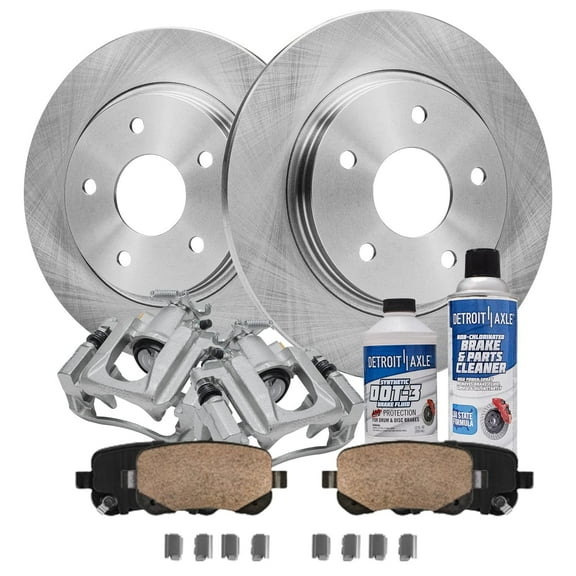 Detroit Axle - Rear Brake Kit for 08-12 Chrysler Town & Country Grand Caravan 09-12 VW Routan Disc Brake Rotors Ceramic Brakes Pads Replacement Brake Calipers: 12" inch Solid Rotor
