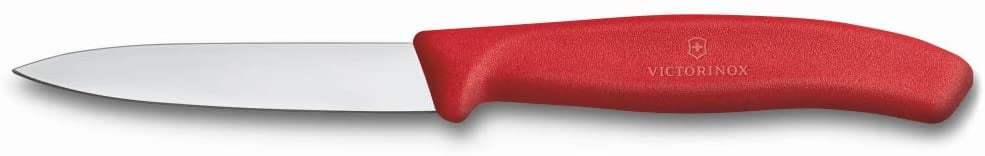 Victorinox 3.25 Inch Paring Knife | Razor Sharp Straight Edge – Spear Point Tip – Ergonomic Swiss Classic Handle – Red Handle