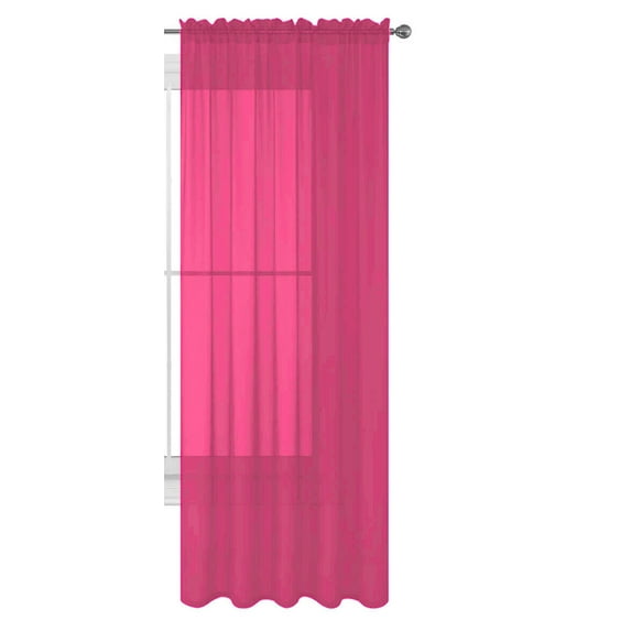Decotex 1 Piece Elegant Solid Sheer Window Curtain Panels Treatment Drapes (55" X 63", Hot Pink)