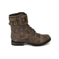 thumbnail image 2 of Breckelles Biker11 New Women Leatherette Plalting Buckle Military Lace Up Bootie, 2 of 5