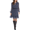 Karen Kane Women's Floral Blouson Long Sleeve Dress Blue Size S